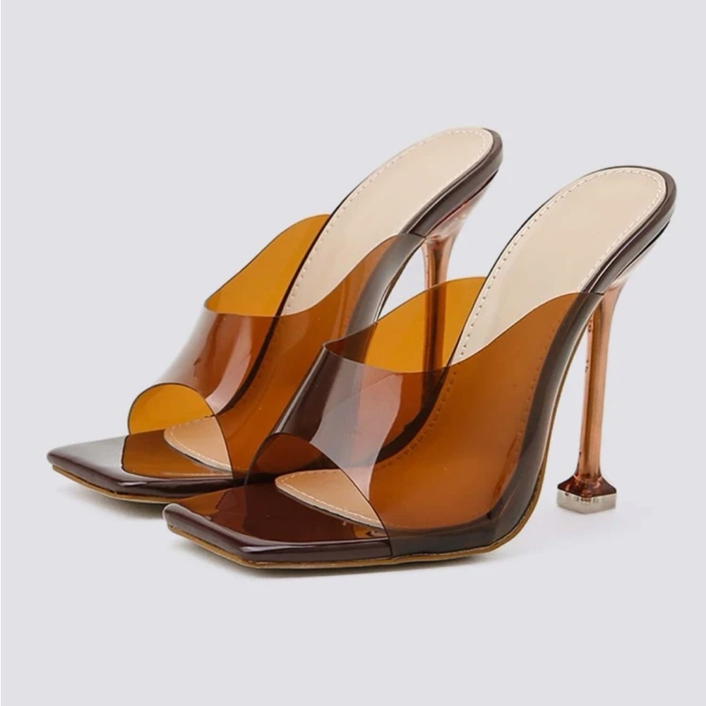 Brown heeled mules